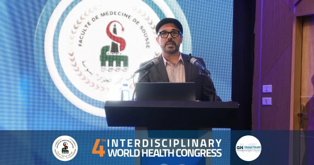 Dr. Hassan Bencheqroun lecturing at the 4th Interdisciplinary World Health Congress in Sousse, Tunisia